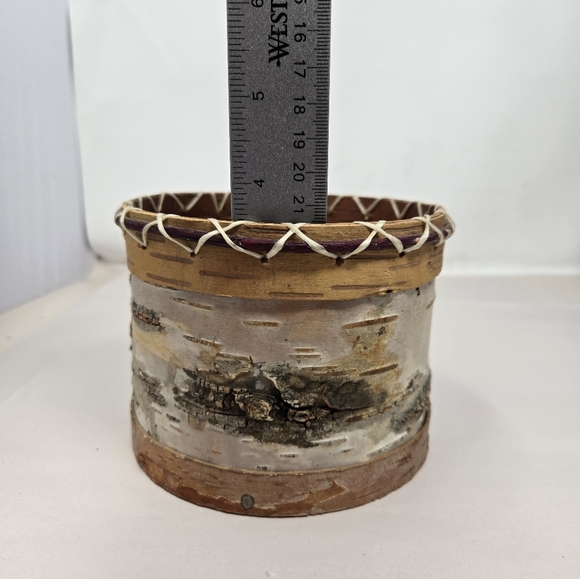 Handmade Birchbark Basket Primitive Look Stitched Laced Together Natural Nature - Picture 10 of 12